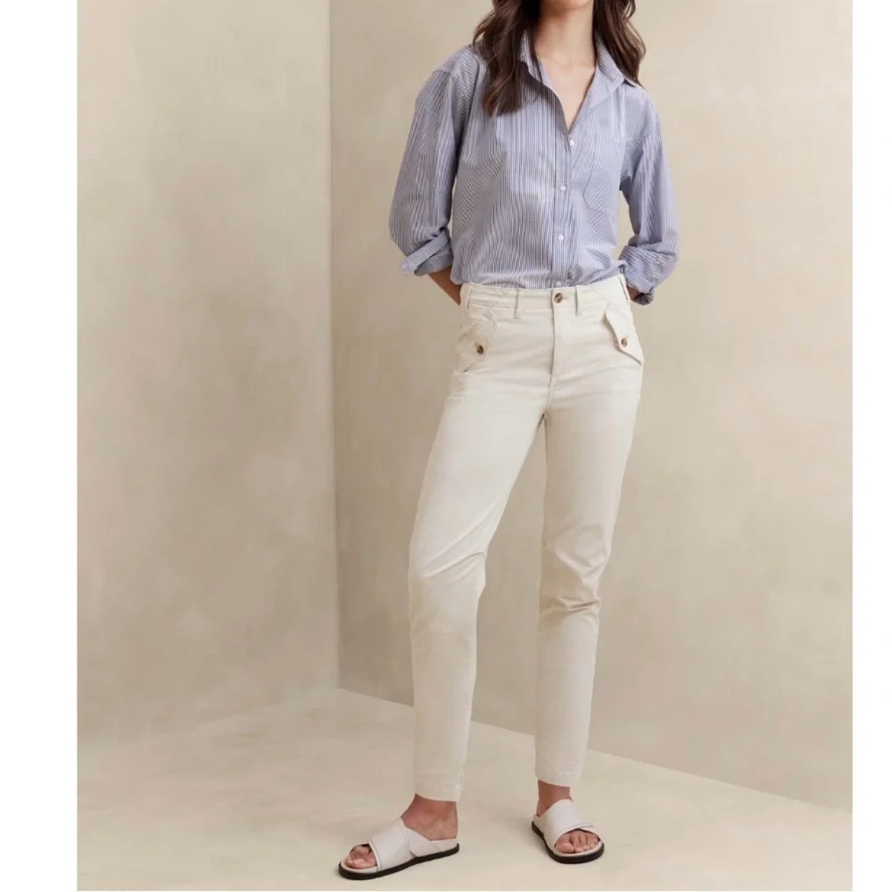Banana Republic Authentic Chino Girlfriend Pant Cream IT#BR10 - Picture 3 of 15